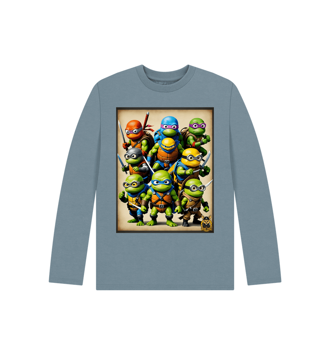 Stone Blue Rebel Stitch Premium Cotton Long Sleeve Kids T-Shirt TMNM Front Print #2