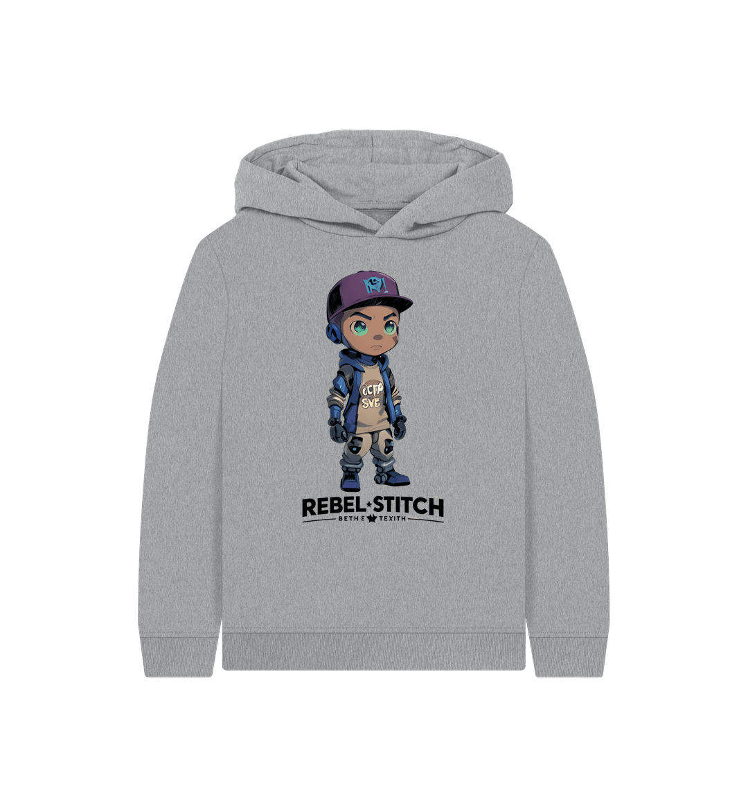 Athletic Grey Rebel Stitch Premium Cotton Kids Hoodie Rebel Kids Front Print #2