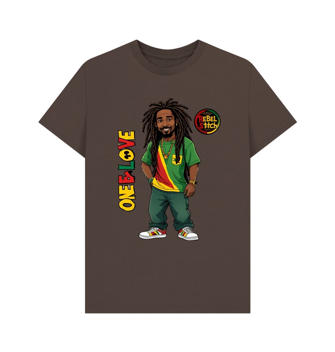 Chocolate Rebel Stitch Premium Cotton Short Sleeve T-Shirt Zion-One Love Front Print #1