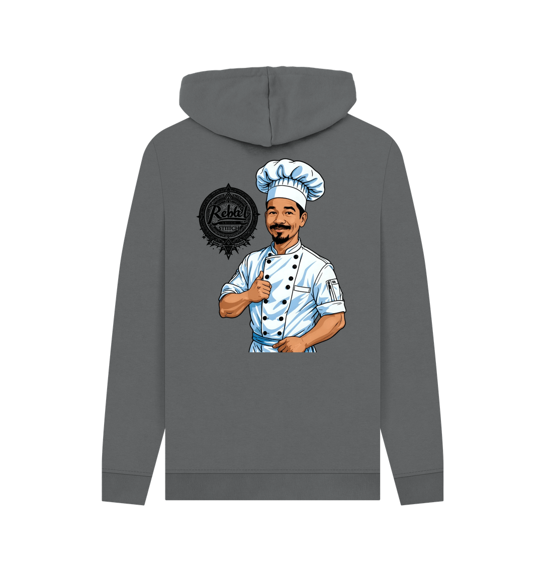 Slate Grey Rebel Stitch Premium Cotton Hoodie Chef Edition Back Print #2