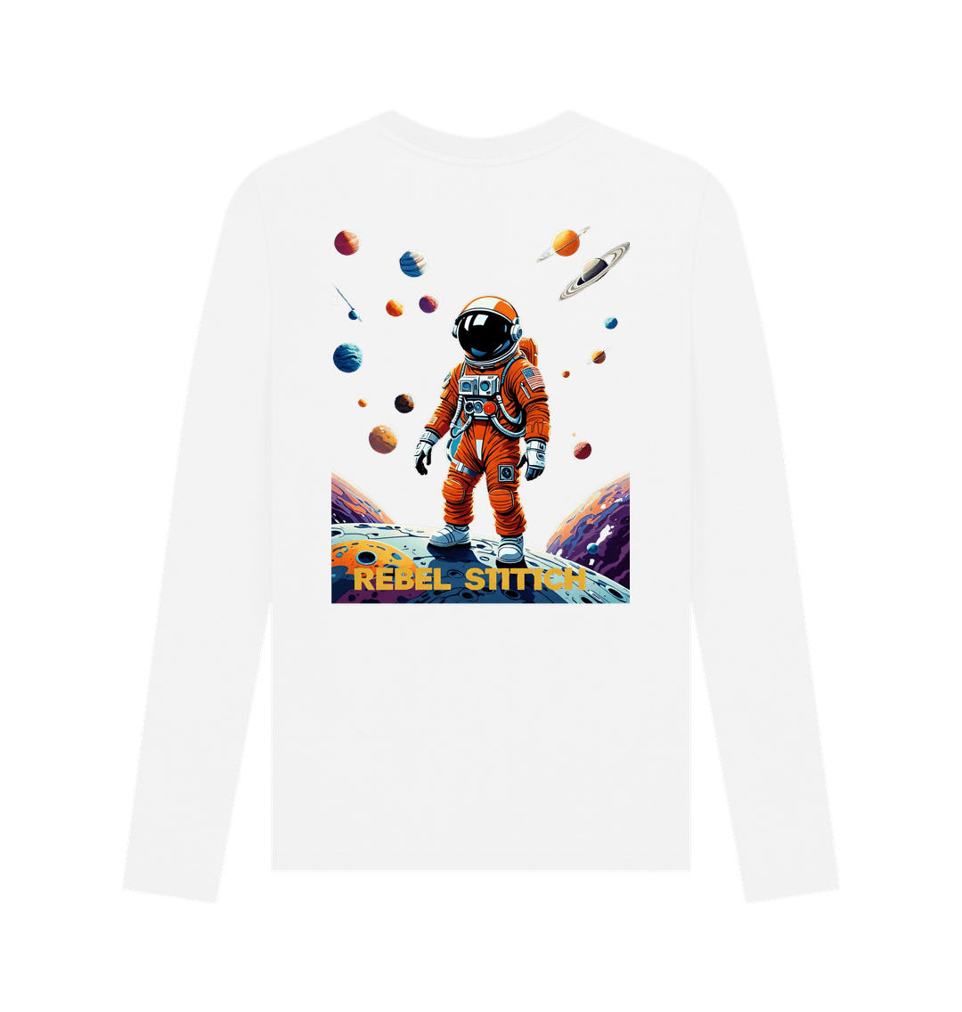 White Rebel Stitch Premium Cotton Long Sleeve T-Shirt Space Edition Back Print #4