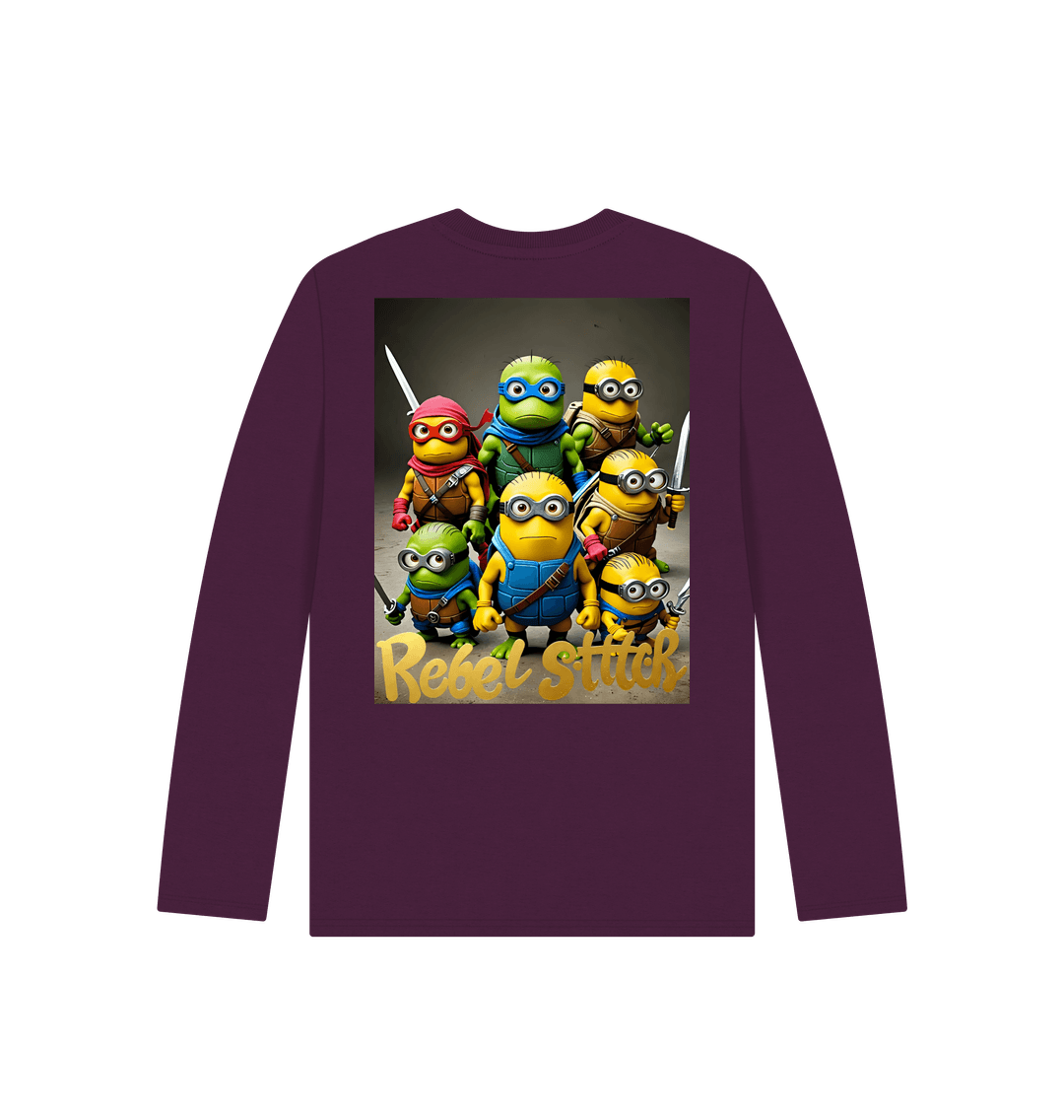 Purple Rebel Stitch Premium Cotton Long Sleeve Kids T-Shirt TMNM Back Print #4