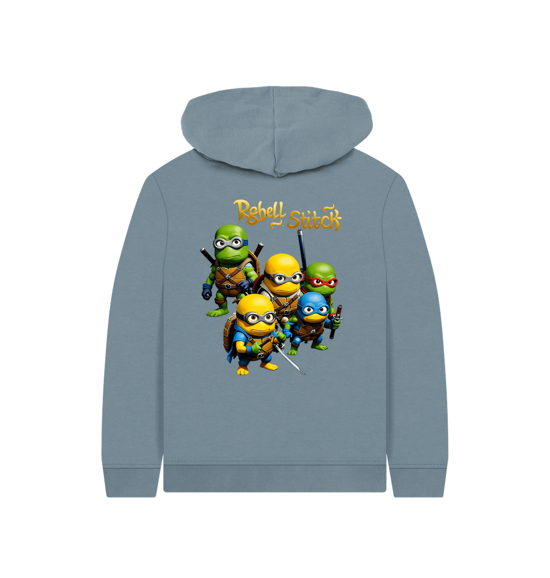 Stone Blue Rebel Stitch Premium Cotton Kids Hoodie TMNM Back Print #3