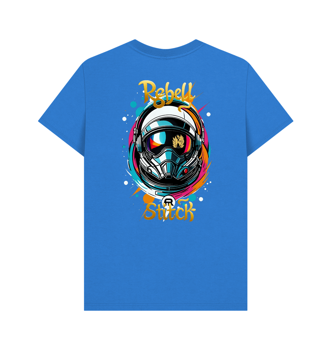 Bright Blue Rebel Stitch Premium Cotton Short Sleeve T-Shirt Space Edition Back Print #2