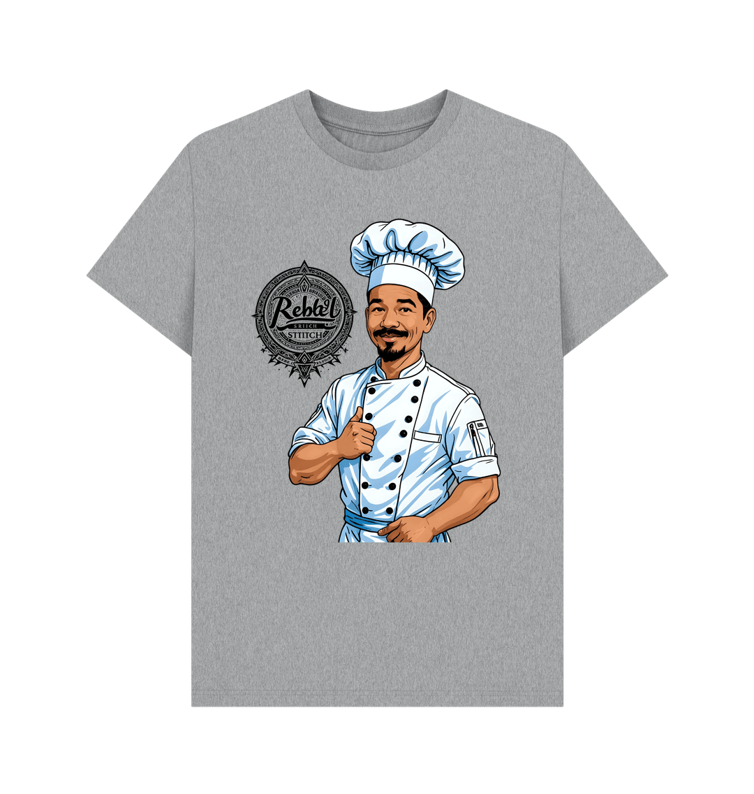 Athletic Grey Rebel Stitch Premium Cotton Short Sleeve T-Shirt Chef Edition Front Print #2