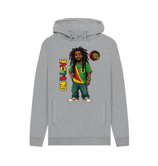 Light Heather Rebel Stitch Premium Cotton Hoodie Zion-One Love Front Print #1