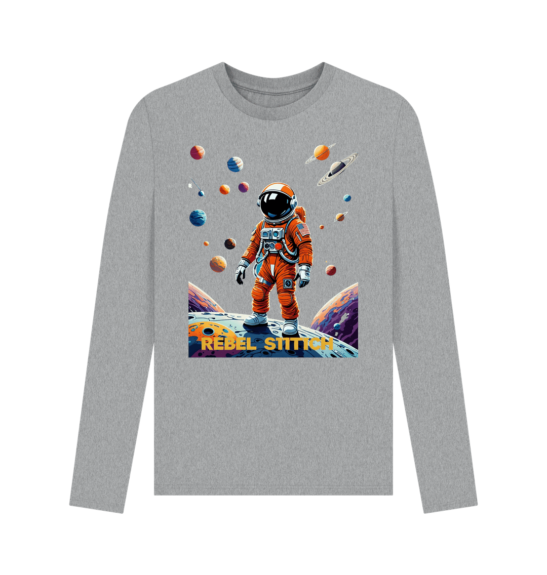 Athletic Grey Rebel Stitch Premium Cotton Long Sleeve T-Shirt Space Edition Front Print #4