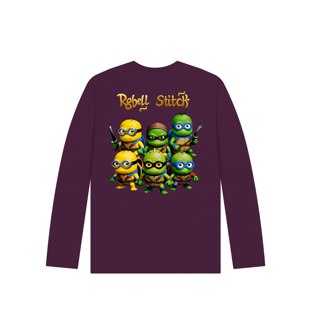 Purple Rebel Stitch Premium Cotton Long Sleeve Kids T-Shirt TMNM Back Print #1