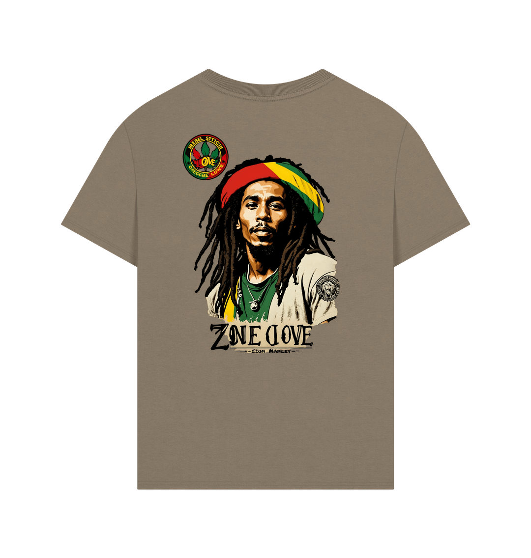 Willow Rebel Stitch Premium Cotton Oversized Short Sleeve T-Shirt Zion-One Love Back Print #4