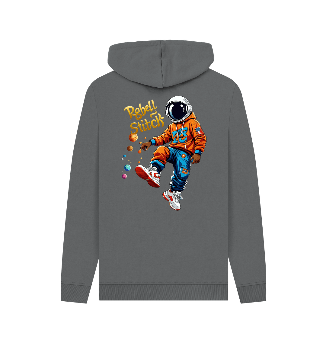 Slate Grey Rebel Stitch Premium Cotton Hoodie Space Edition Back Print #3