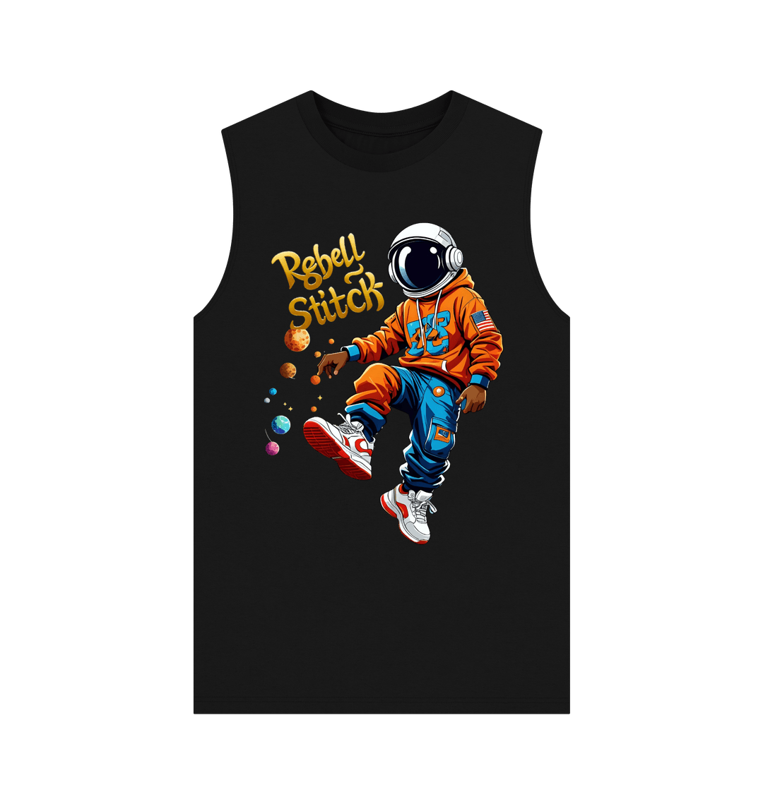 Black Rebel Stitch Premium Cotton Vest Space Edition Front Print #3