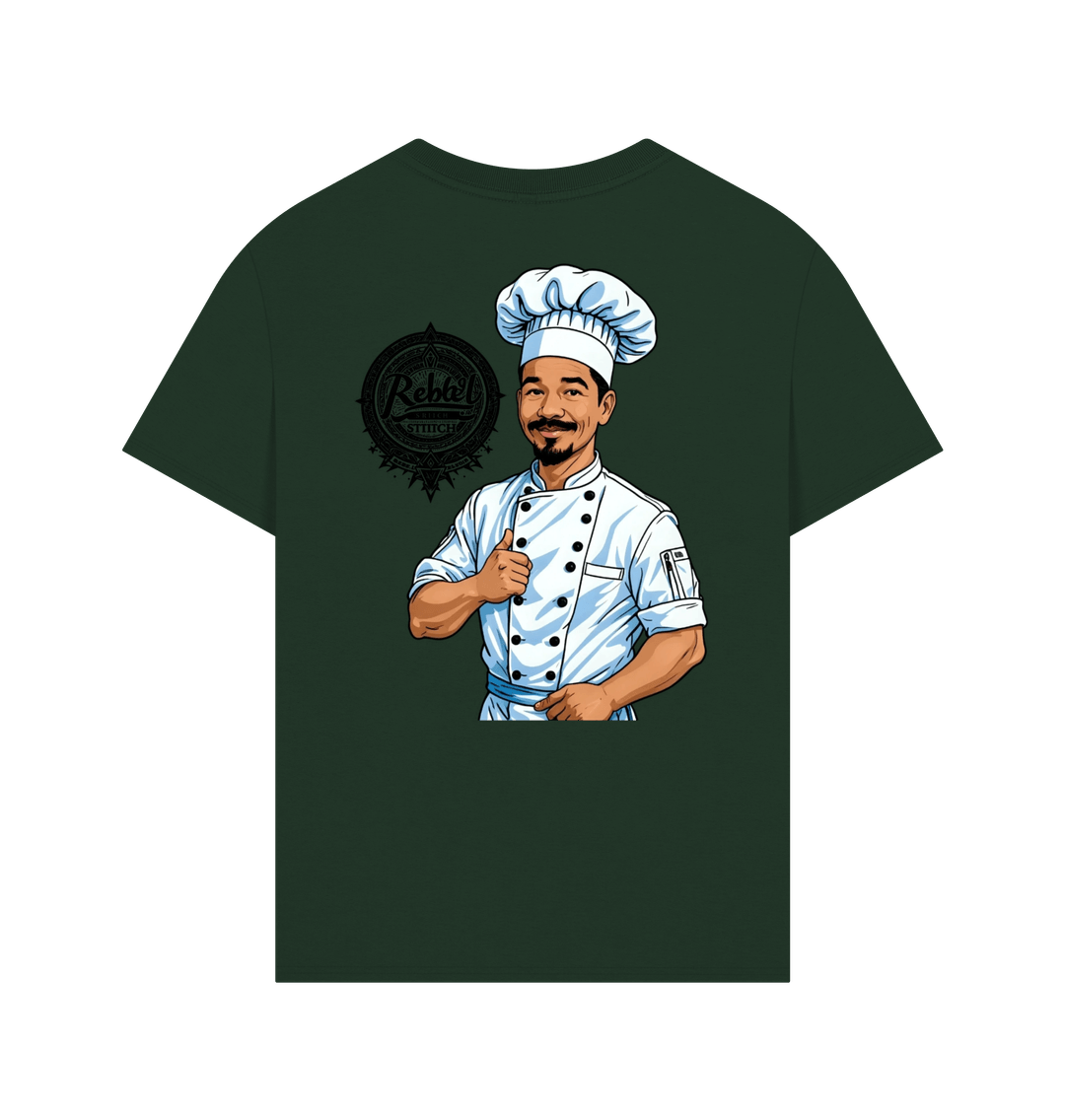 Evergreen Rebel Stitch Premium Cotton Oversized Short Sleeve T-Shirt Chef Edition Back Print #2