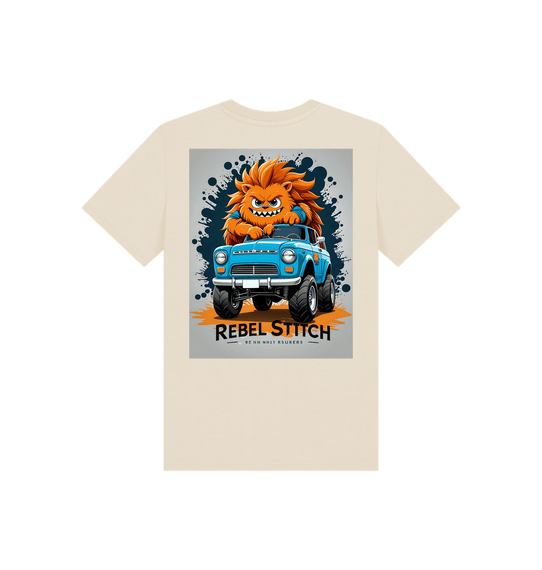 Oat Rebel Stitch Premium Cotton Short Sleeve Kids T-Shirt Monster Truck Back Print #2