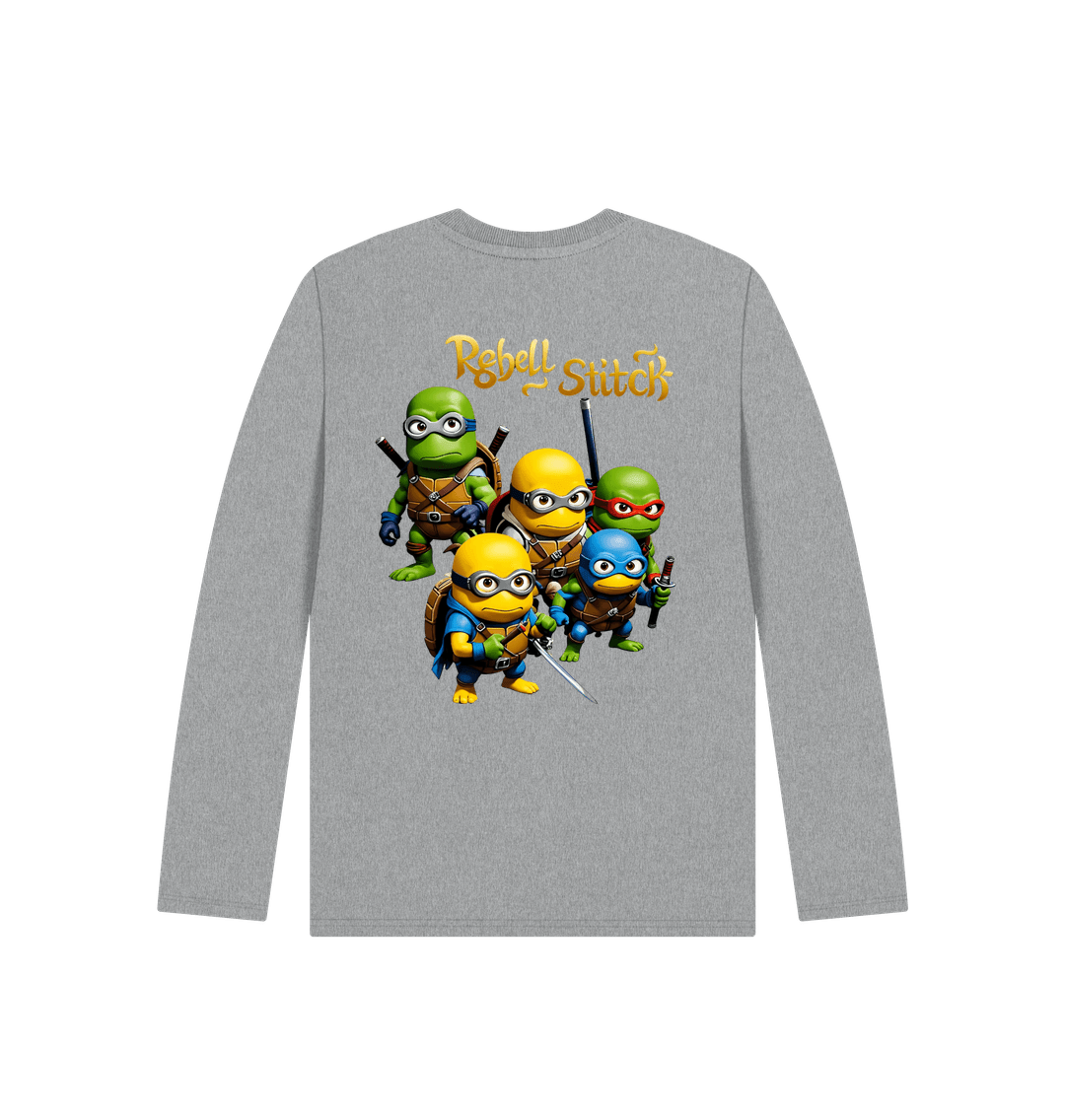 Athletic Grey Rebel Stitch Premium Cotton Long Sleeve Kids T-Shirt TMNM Back Print #3