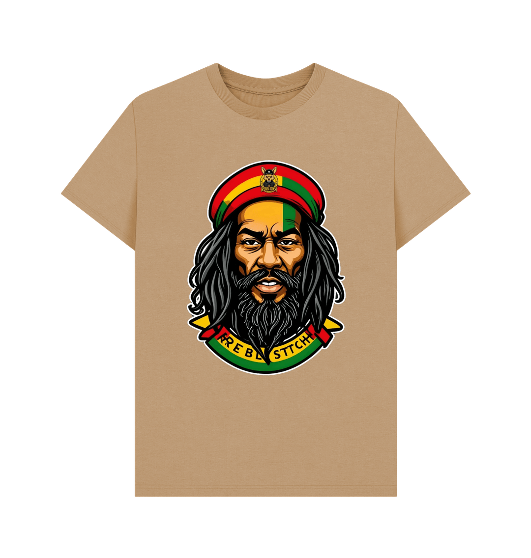 Sand Rebel Stitch Premium Cotton Short Sleeve T-Shirt Zion-One Love Front Print #3