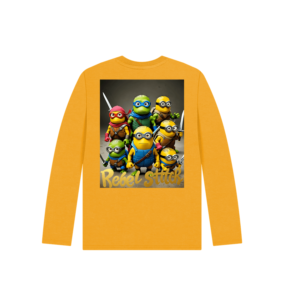 Mustard Rebel Stitch Premium Cotton Long Sleeve Kids T-Shirt TMNM Back Print #4