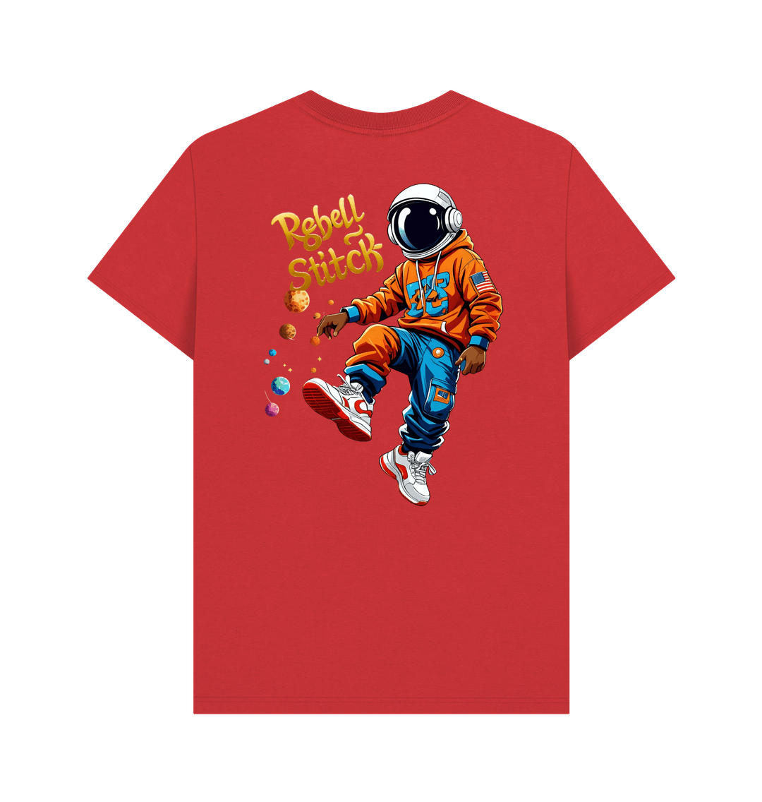 Red Rebel Stitch Premium Cotton Short Sleeve T-Shirt Space Edition Back Print #3