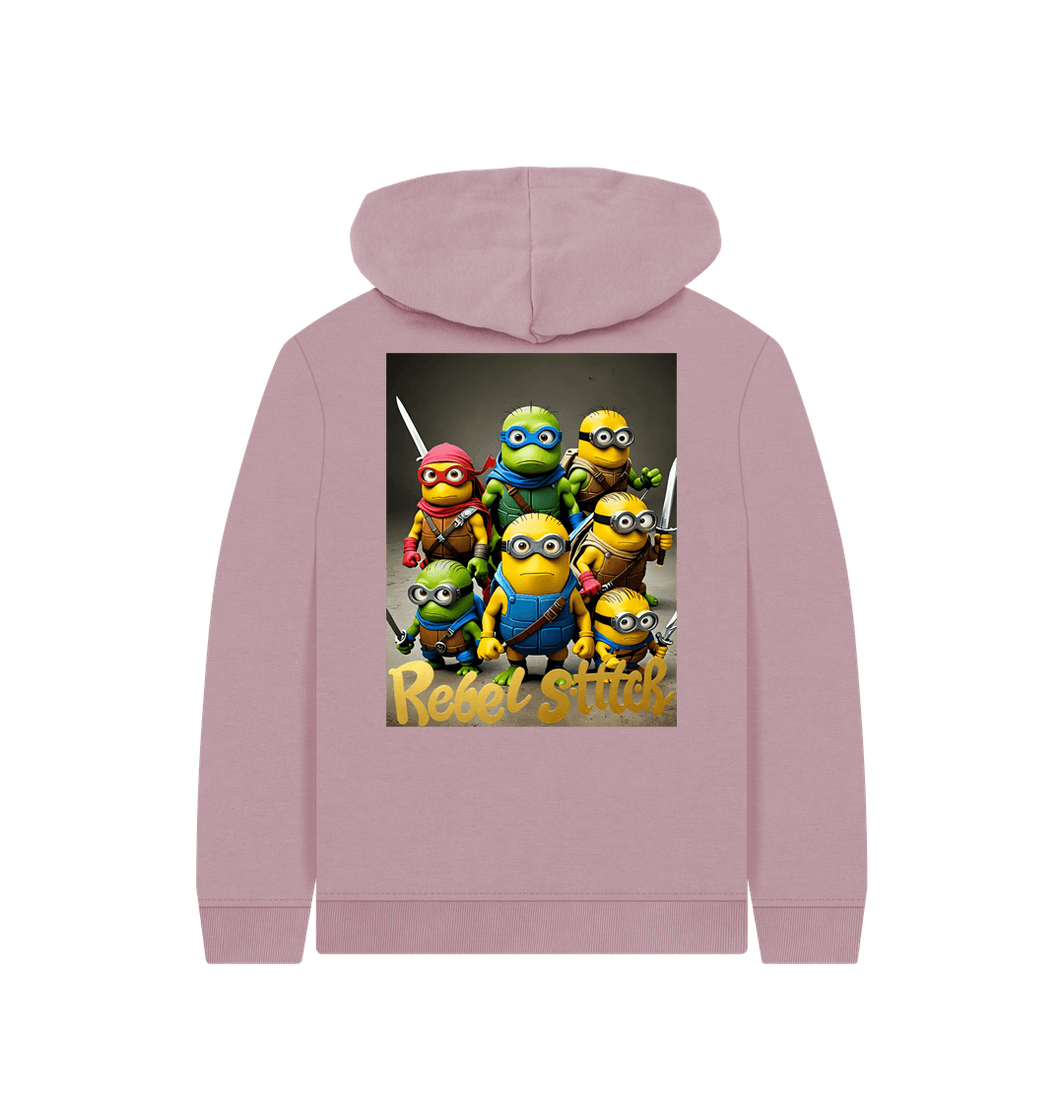 Mauve Rebel Stitch Premium Cotton Kids Hoodie TMNM Back Print #4