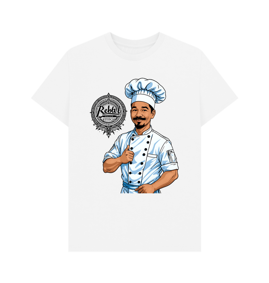 White Rebel Stitch Premium Cotton Short Sleeve T-Shirt Chef Edition Front Print #2