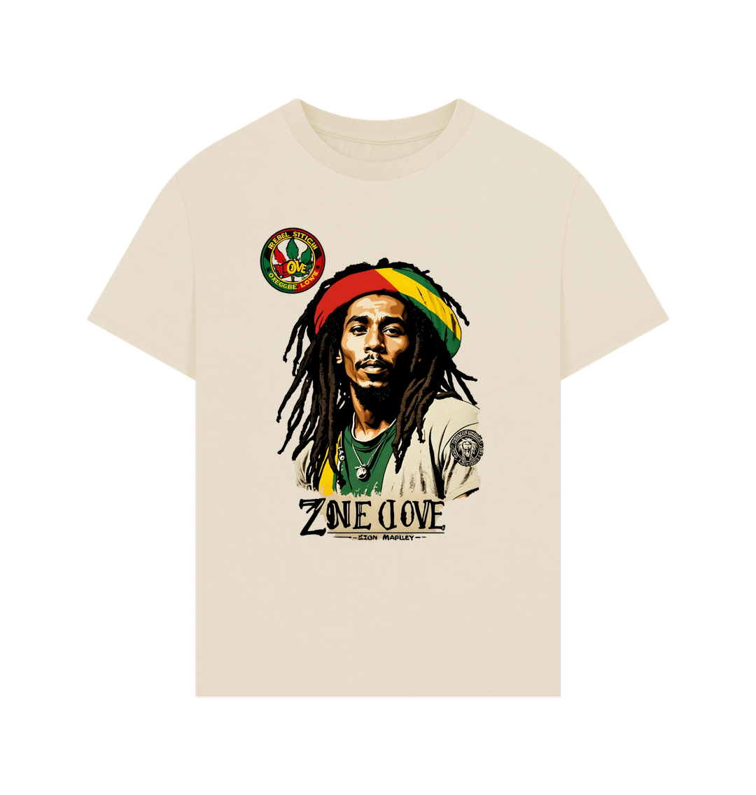 Oat Rebel Stitch Premium Cotton Oversized Short Sleeve T-Shirt Zion-One Love Front Print #4