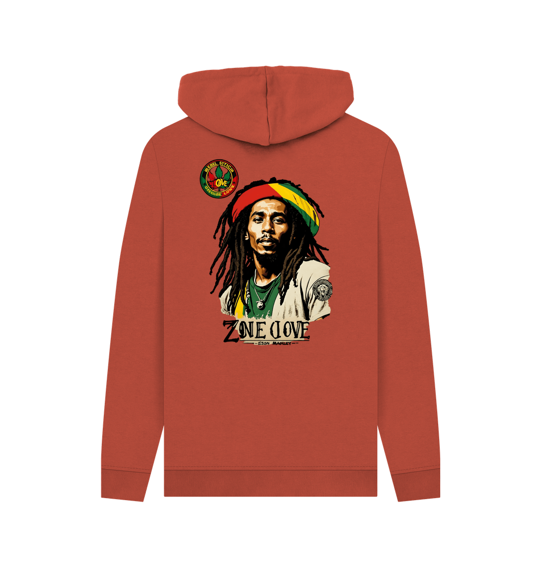 Rust Rebel Stitch Premium Cotton Hoodie Zion-One Love Back Print #4