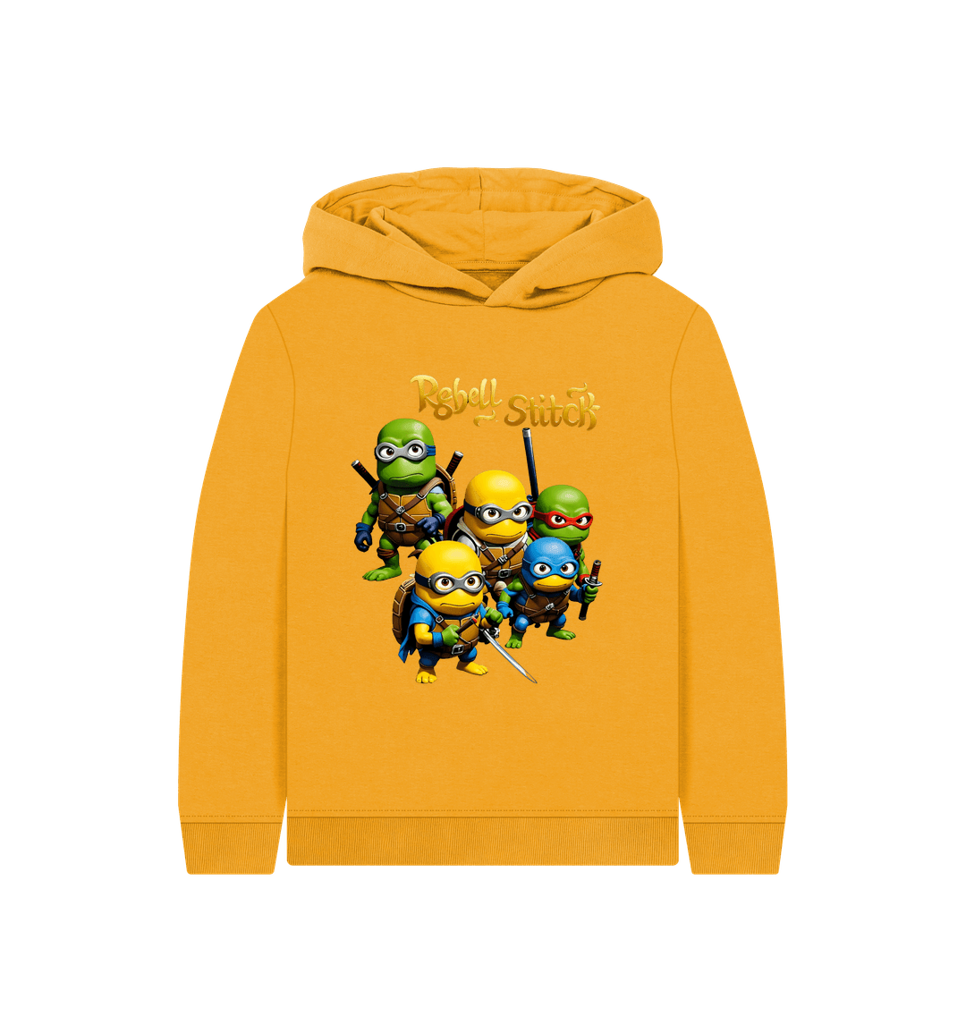 Mustard Rebel Stitch Premium Cotton Kids Hoodie TMNM Front Print #3