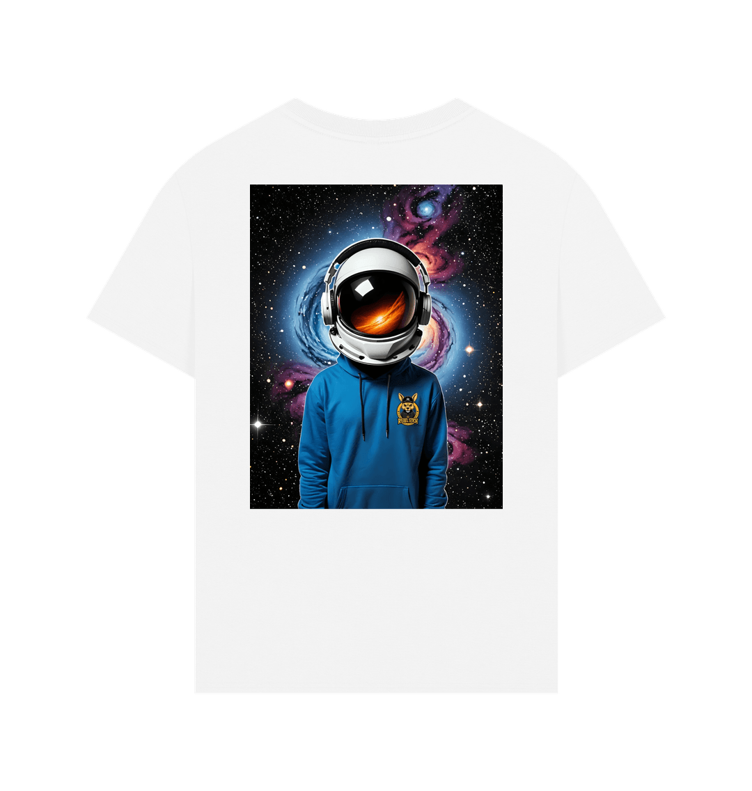 White Rebel Stitch Premium Cotton Oversized Short Sleeve T-Shirt Space Edition Back Print #1