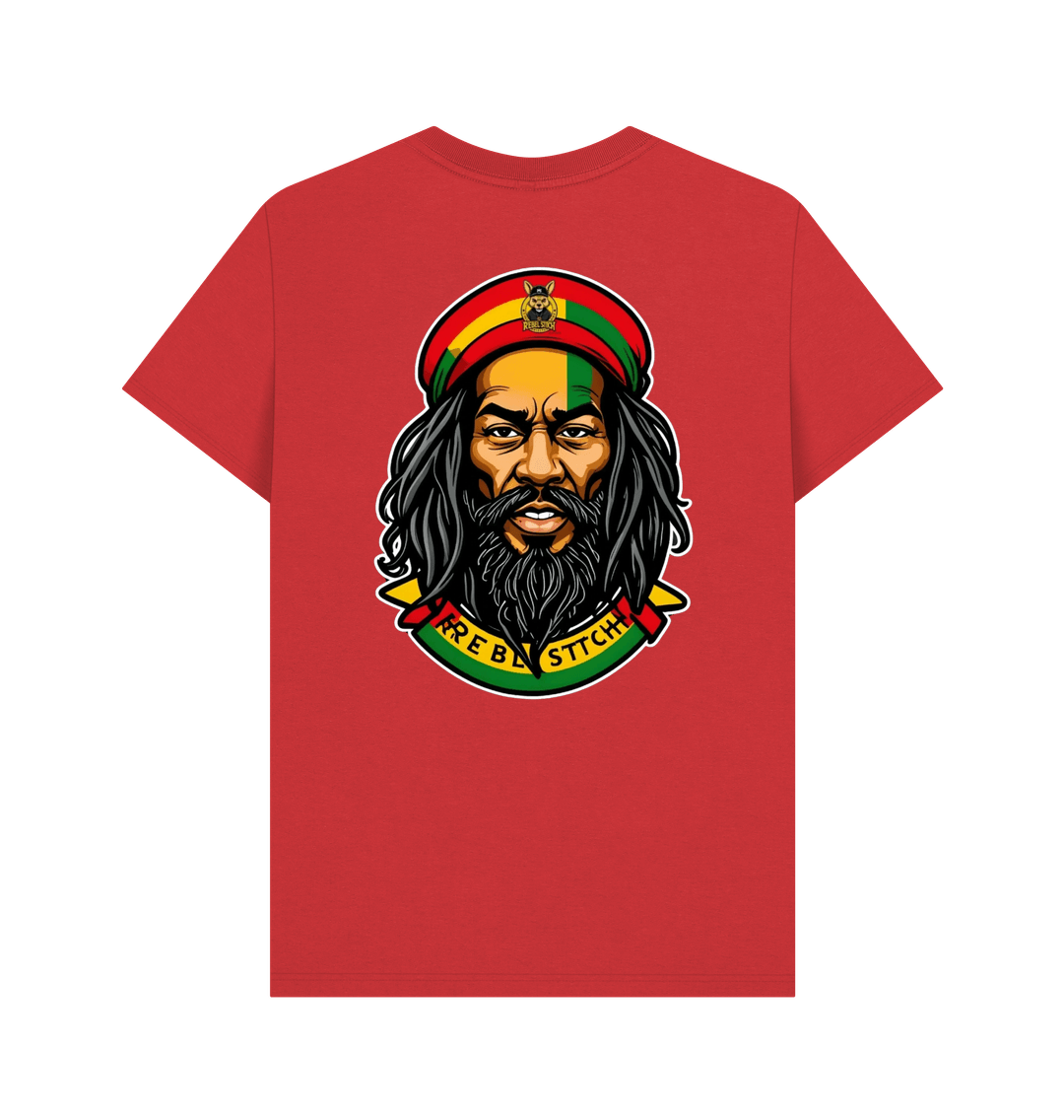 Red Rebel Stitch Premium Cotton Short Sleeve T-Shirt Zion-One Love Back Print #3