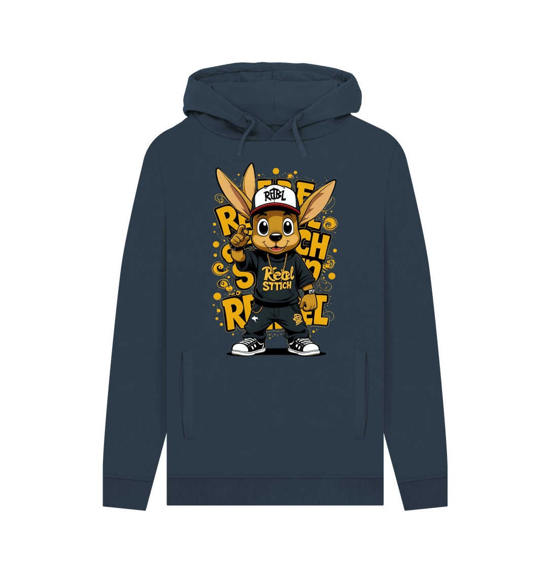 Navy Rebel Stitch Premium Cotton Hoodie Main Line Front Print #2