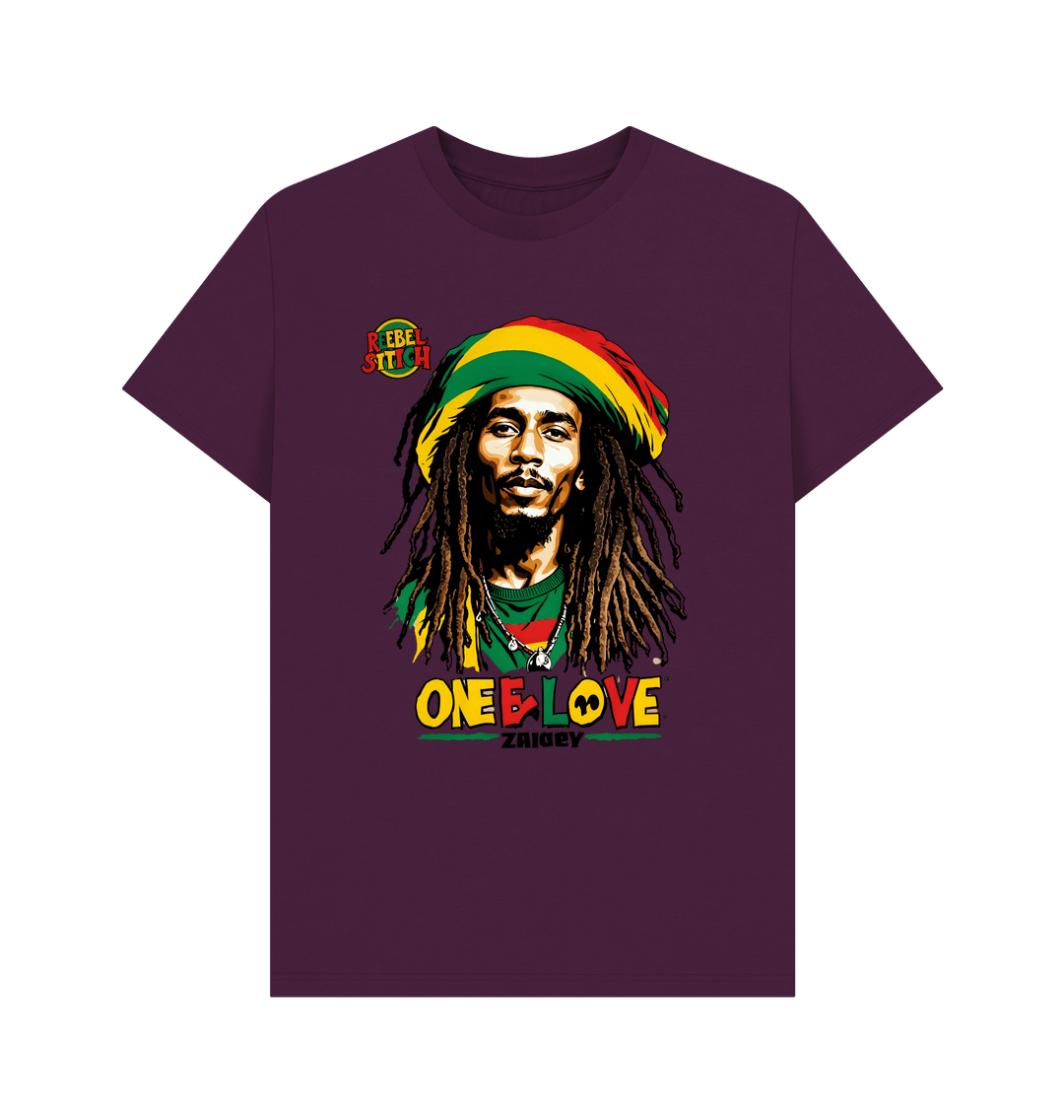 Purple Rebel Stitch Premium Cotton Short Sleeve T-Shirt Zion-One Love Front Print #2