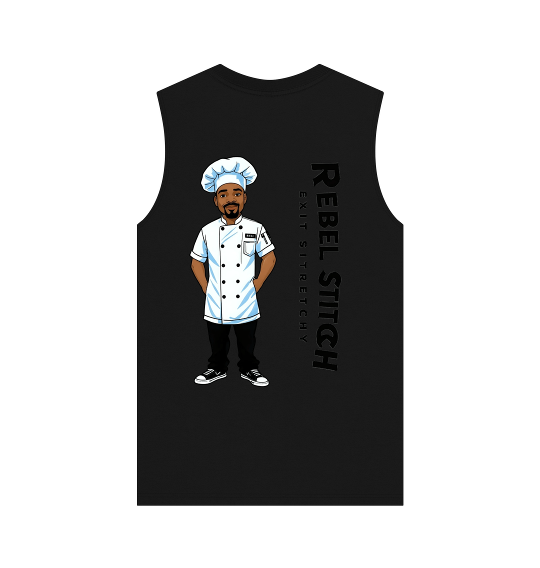 Black Rebel Stitch Premium Cotton Vest Chef Edition Back Print #1