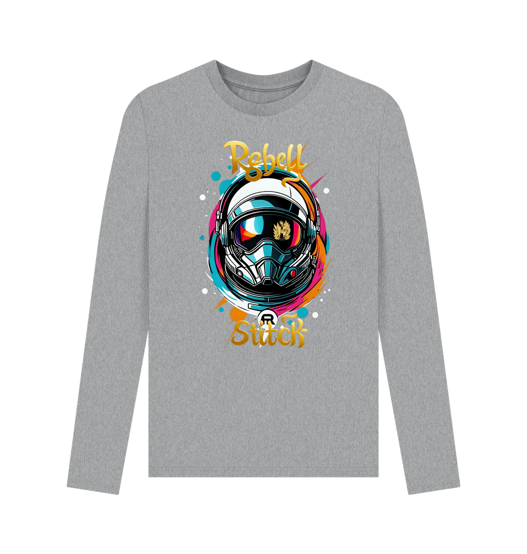 Athletic Grey Rebel Stitch Premium Cotton Long Sleeve T-Shirt Space Edition Front Print #2