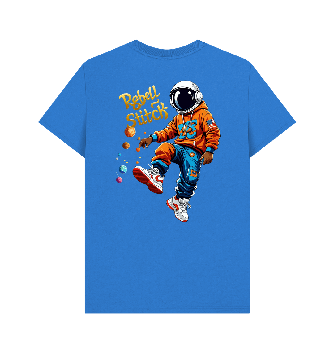 Bright Blue Rebel Stitch Premium Cotton Short Sleeve T-Shirt Space Edition Back Print #3