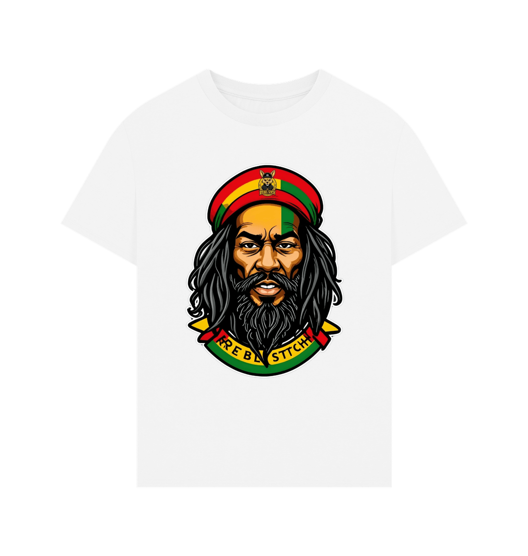 White Rebel Stitch Premium Cotton Oversized Short Sleeve T-Shirt Zion-One Love Front Print #3