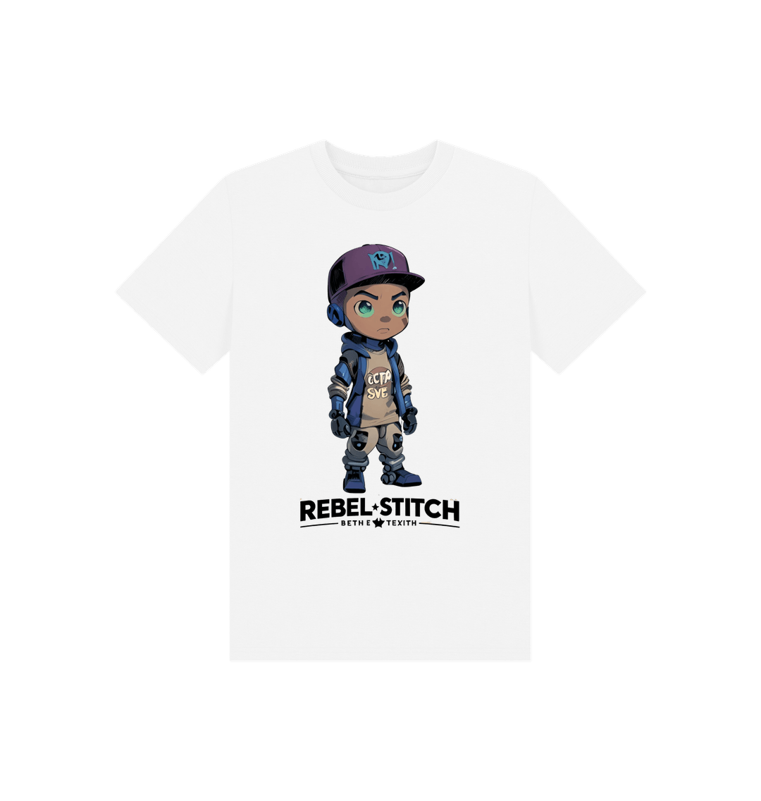 White Rebel Stitch Premium Cotton Short Sleeve Kids T-Shirt Rebel Kids Front Print #2