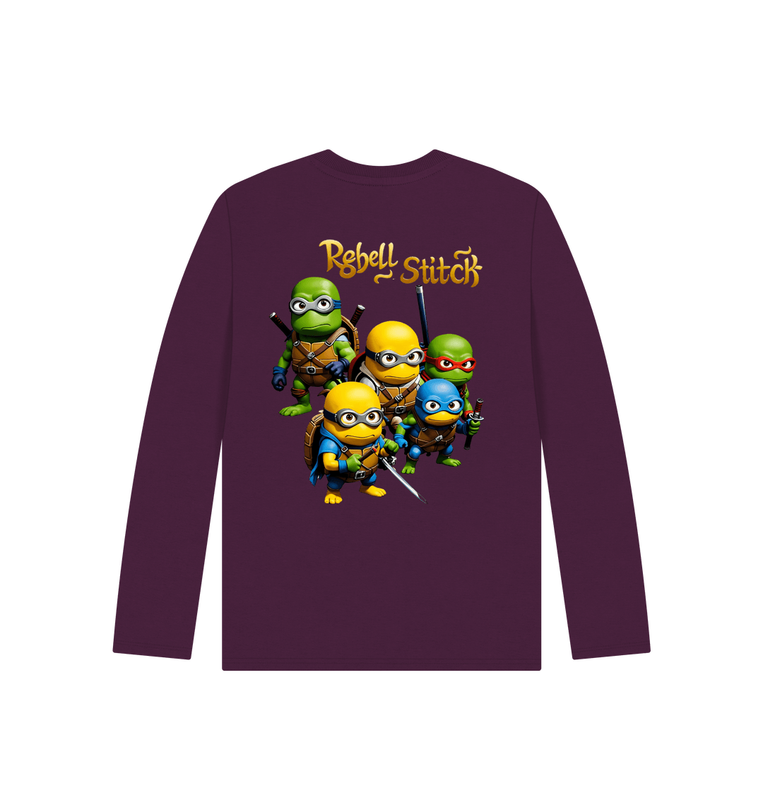 Purple Rebel Stitch Premium Cotton Long Sleeve Kids T-Shirt TMNM Back Print #3