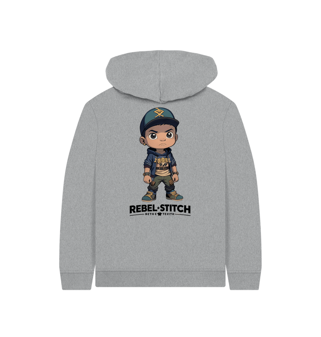 Athletic Grey Rebel Stitch Premium Cotton Kids Hoodie Rebel Kids Back Print #3