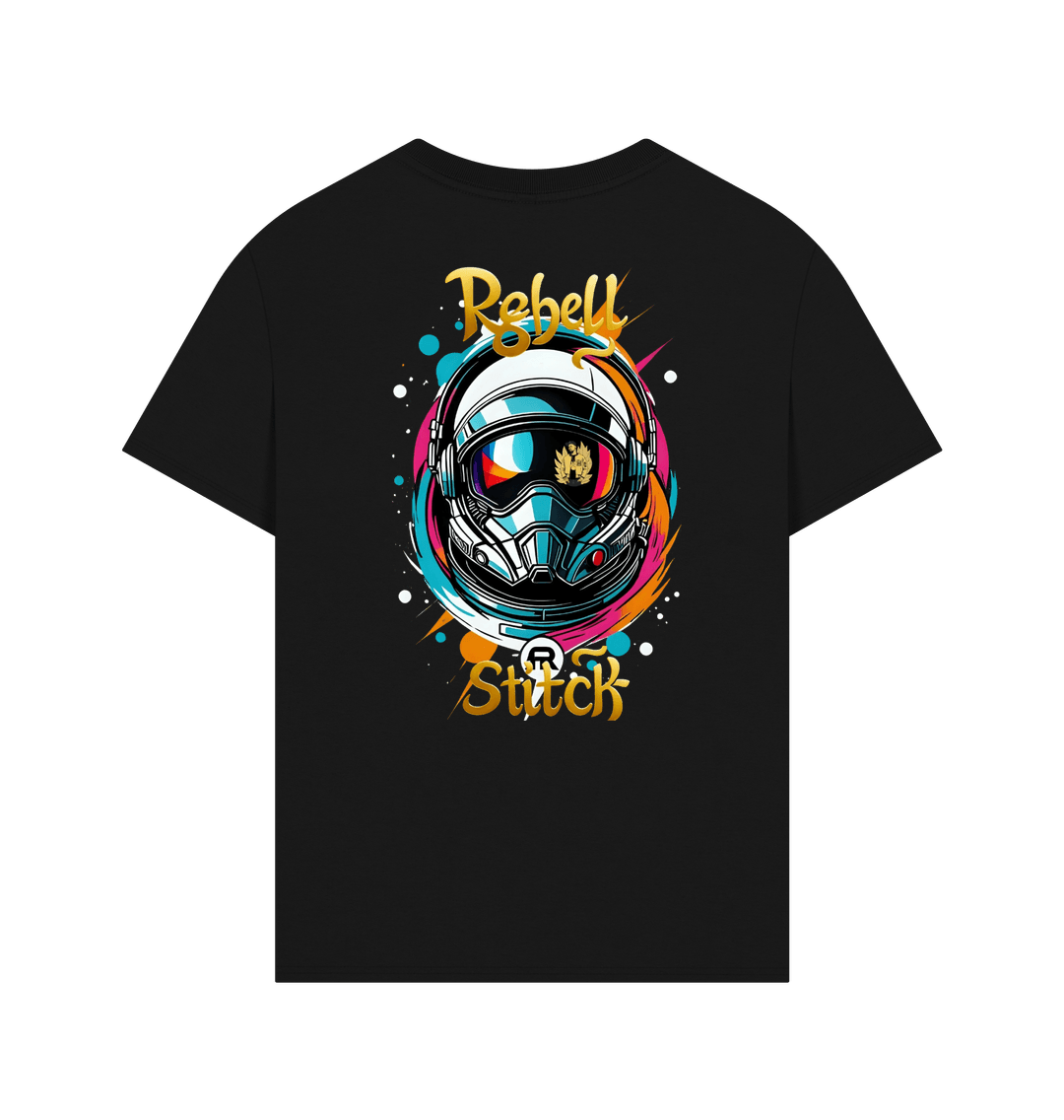 Black Rebel Stitch Premium Cotton Oversized Short Sleeve T-Shirt Space Edition Back Print #2