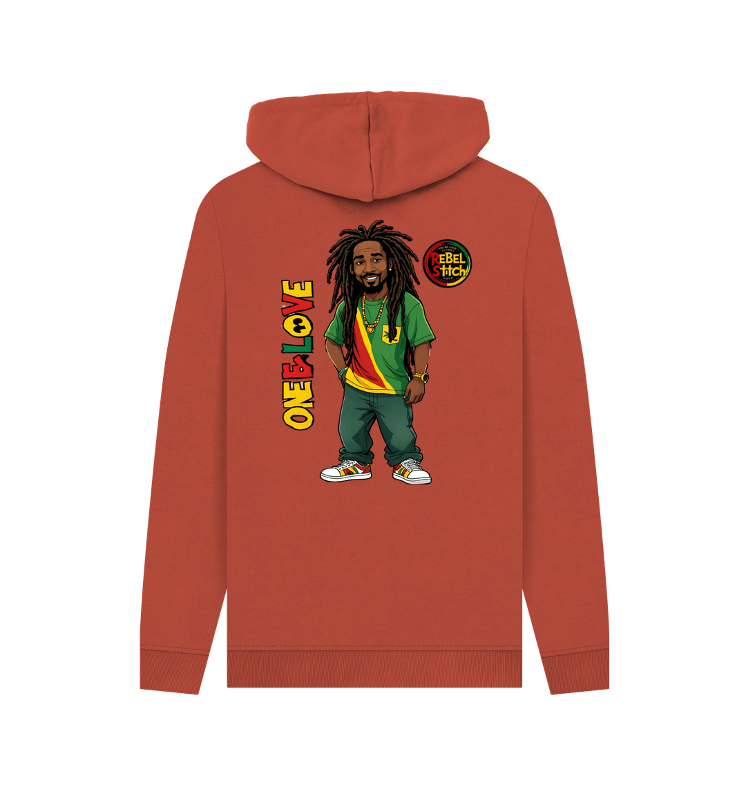 Rust Rebel Stitch Premium Cotton Hoodie Zion-One Love Back Print #1