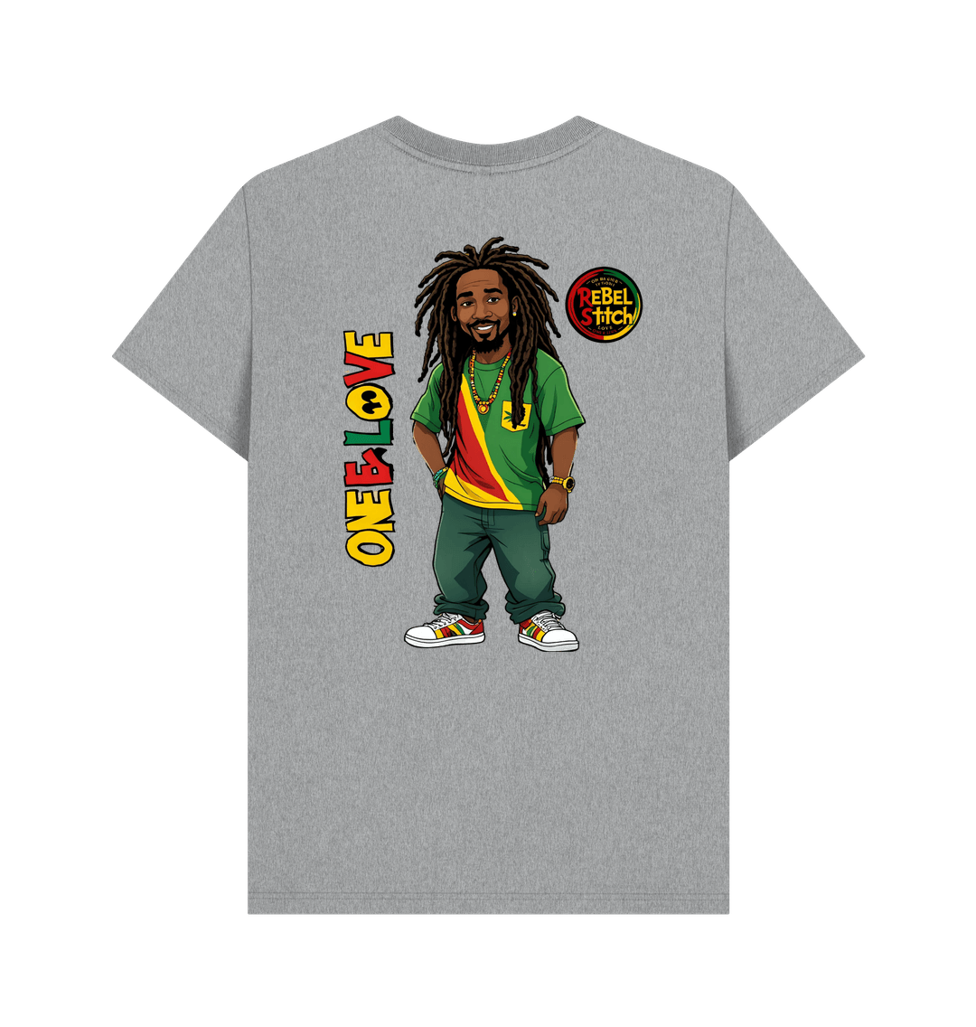 Athletic Grey Rebel Stitch Premium Cotton Short Sleeve T-Shirt Zion-One Love Back Print #1