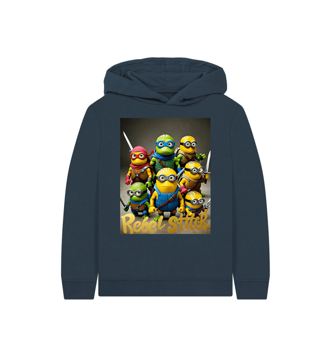 Navy Blue Rebel Stitch Premium Cotton Kids Hoodie TMNM Front Print #4