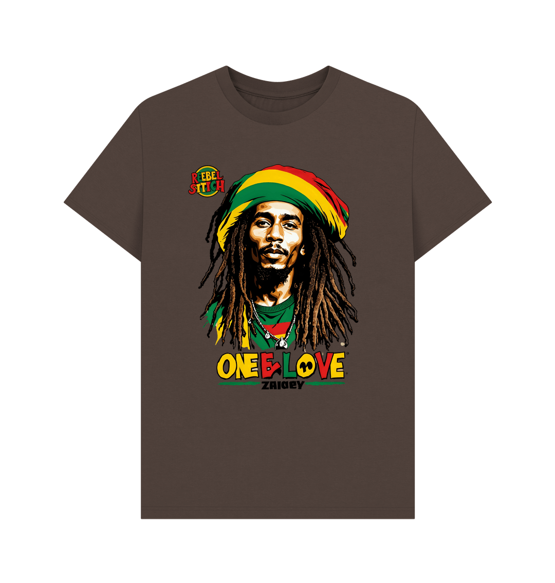 Chocolate Rebel Stitch Premium Cotton Short Sleeve T-Shirt Zion-One Love Front Print #2