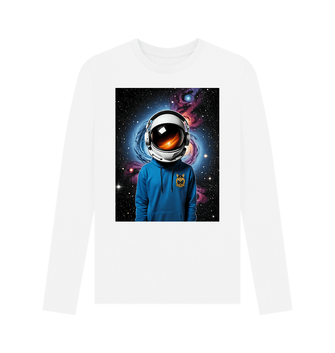 White Rebel Stitch Premium Cotton Long Sleeve T-Shirt Space Edition Front Print #1