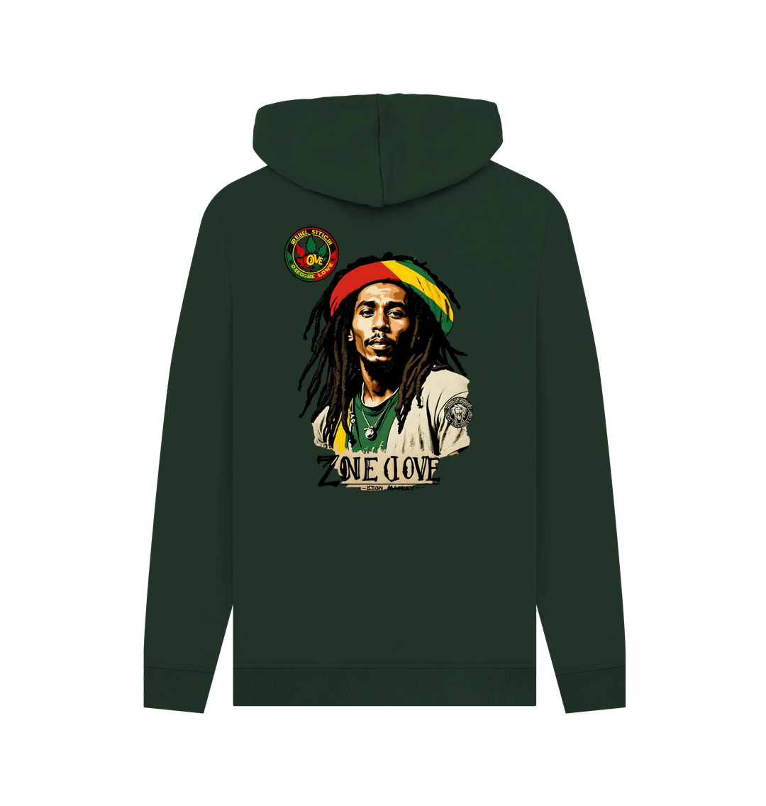 Evergreen Rebel Stitch Premium Cotton Hoodie Zion-One Love Back Print #4