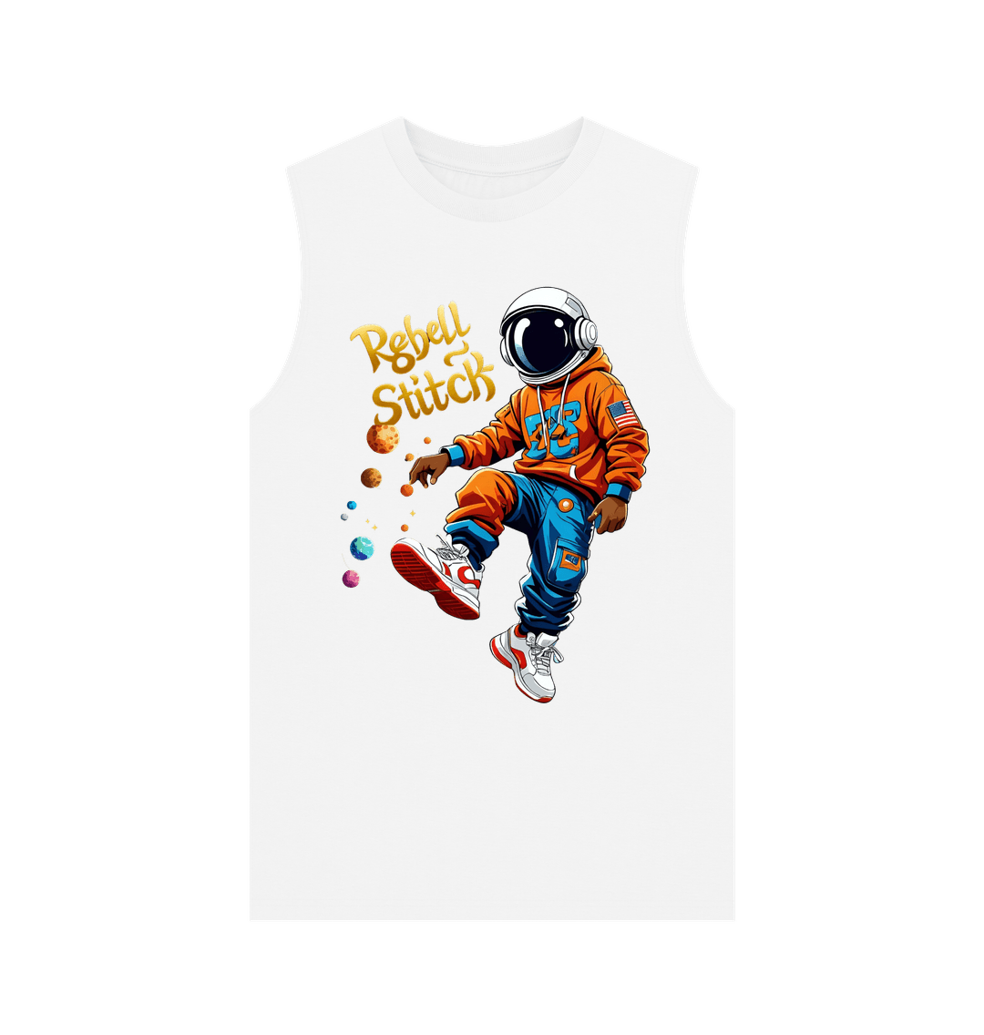 White Rebel Stitch Premium Cotton Vest Space Edition Front Print #3