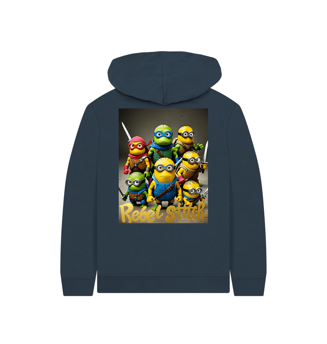 Navy Blue Rebel Stitch Premium Cotton Kids Hoodie TMNM Back Print #4