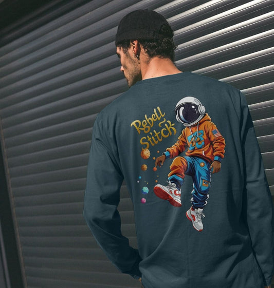 Rebel Stitch – Langarm-T-Shirt aus hochwertiger Baumwolle „Space Edition“ mit Rückendruck Nr. 3