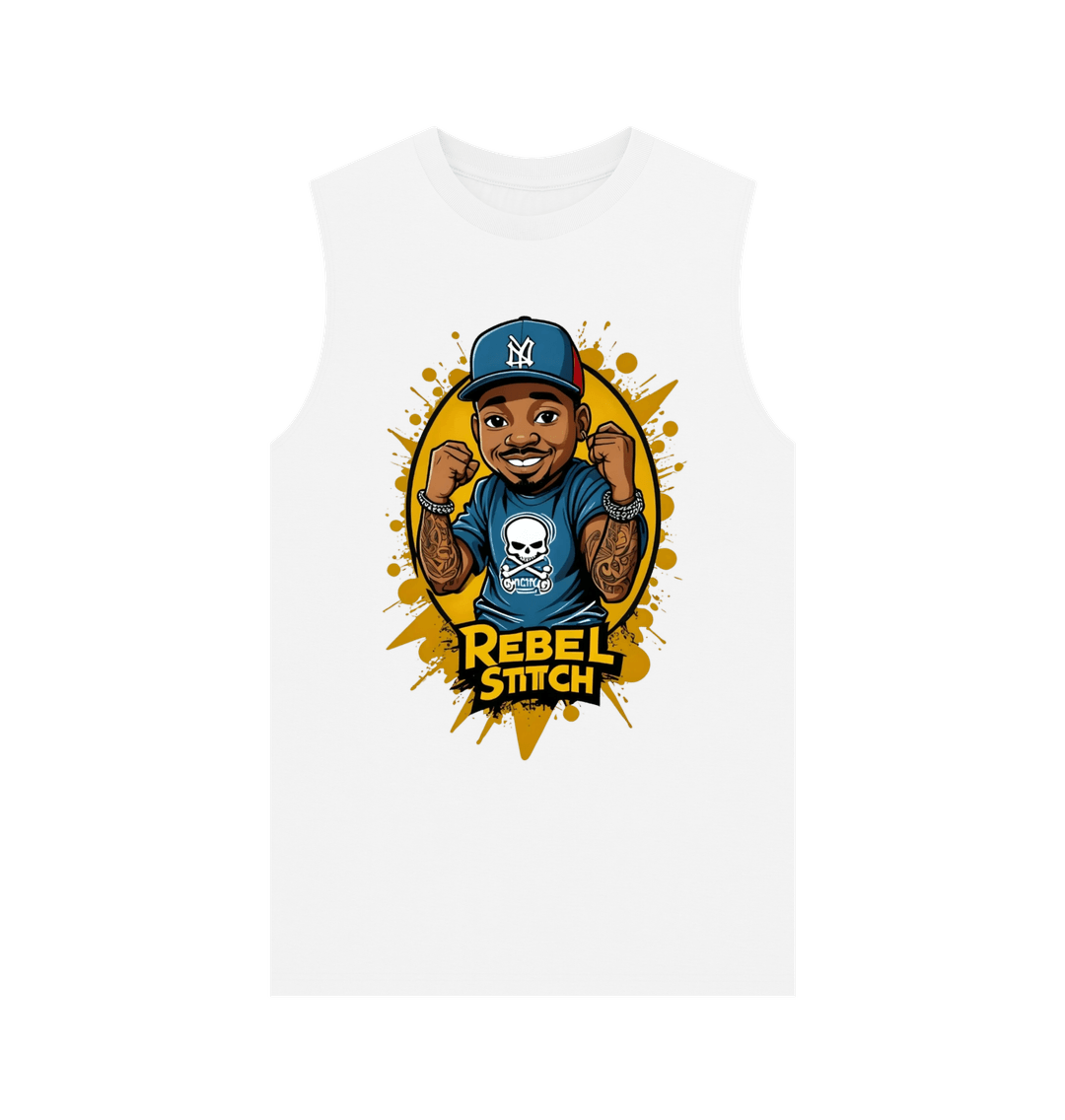 White Rebel Stitch Premium Cotton Vest Main Line Front Print #4