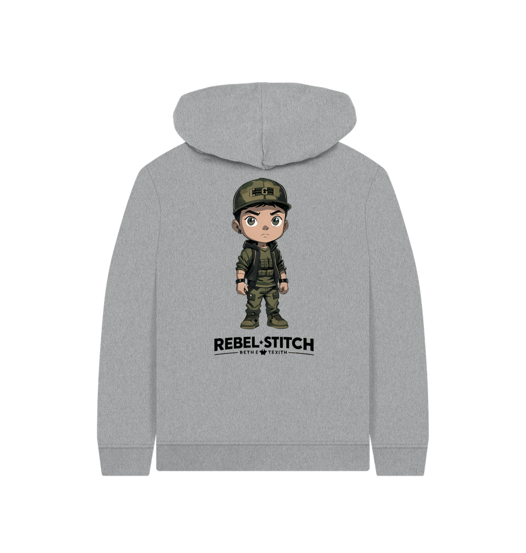 Athletic Grey Rebel Stitch Premium Cotton Kids Hoodie Rebel Kids Back Print #4