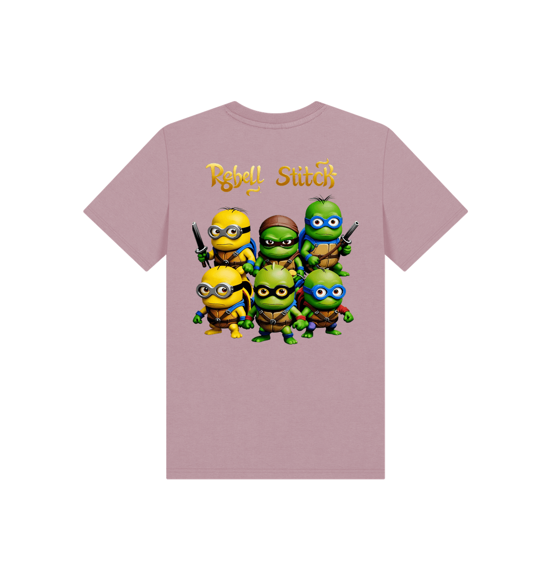 Mauve Rebel Stitch Premium Cotton Short Sleeve Kids T-Shirt TMNM Back Print #1